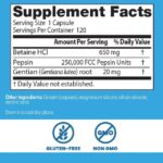 Doctor's Best, Betaine HCL Pepsin & Gentian Bitters, 120 Capsules - Image 2