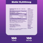 Natrol, Beauty, Biotin, 10,000 mcg, 100 Tablets - Image 2